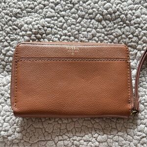 Fossil Tan Leather Wristlet